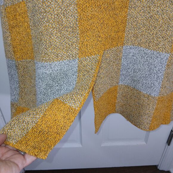 MONTEAU Los Angeles Women's S Yellow Gray Plaid Sleeveless Long Sweater Vest - Picture 13 of 16